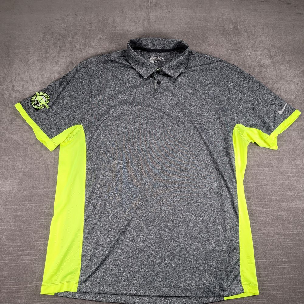Nike The Hooters & Blowfish Golf Polo Shirt Athletic Fit Gray Neon Green Mens XL
